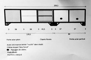 Exemple de plan de meuble style industriel sur mesure metal bois