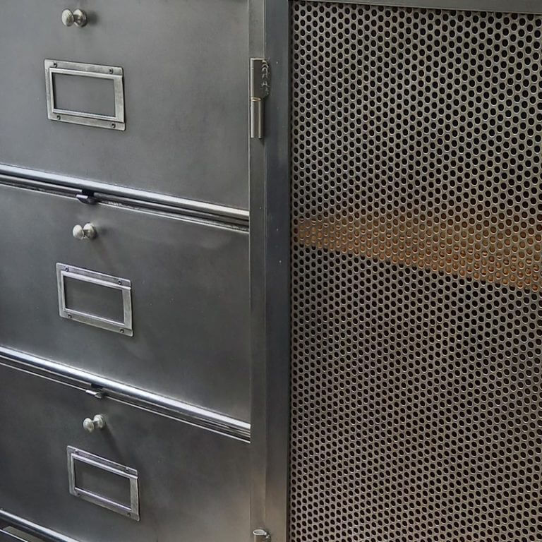meuble tv industriel sur mesure détail porte